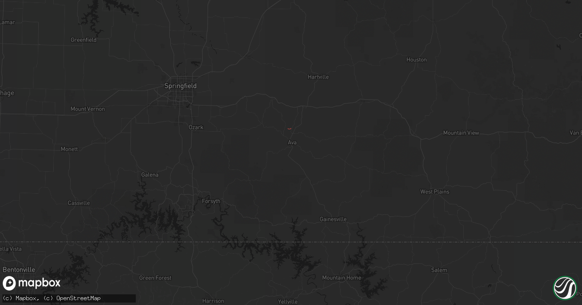 Hail map in Ava, MO on June 26, 2026