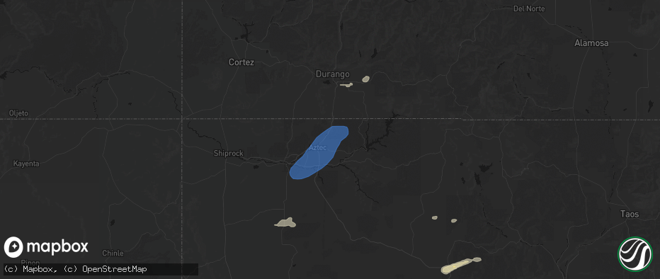 Hail map in Aztec, NM on June 26, 2026