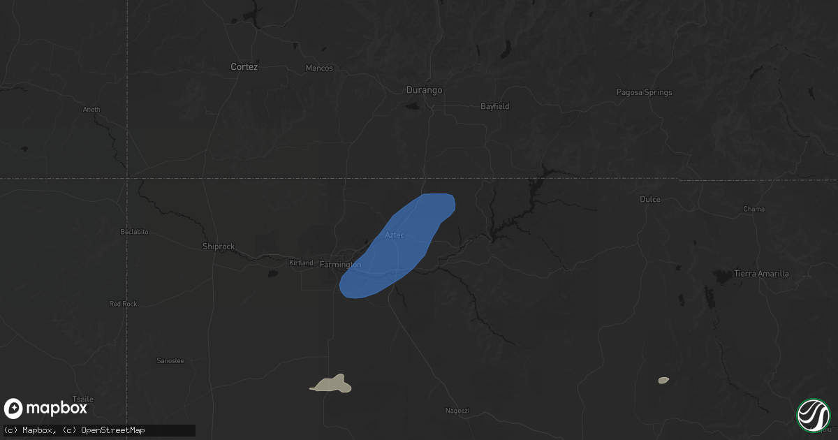 Hail map in Aztec, NM on June 26, 2026