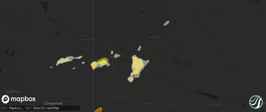 Hail map in Bayard, NE on June 26, 2026