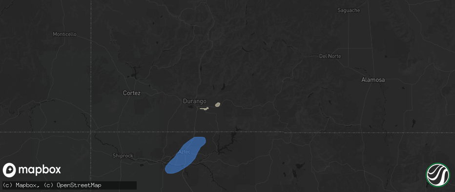 Hail map in Bayfield, CO on June 26, 2026