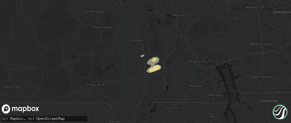 Hail map in Benton, MO on June 26, 2026