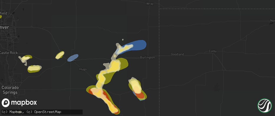 Hail map in Bethune, CO on June 26, 2026