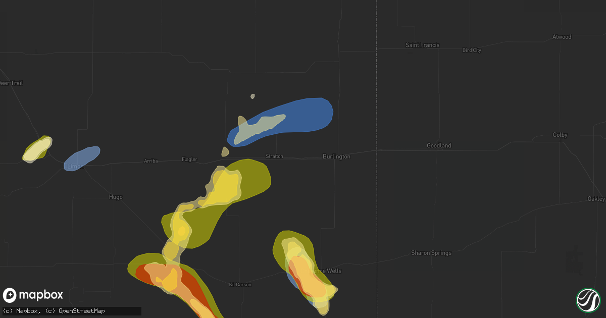 Hail map in Bethune, CO on June 26, 2026