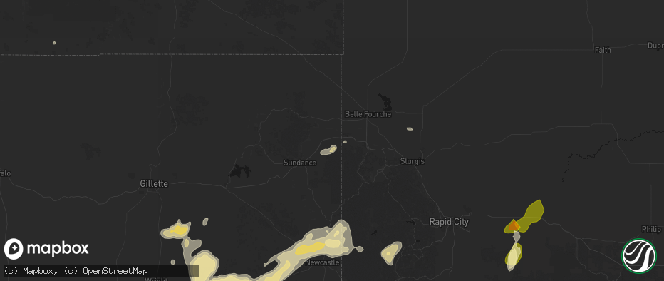 Hail map in Beulah, WY on June 26, 2026