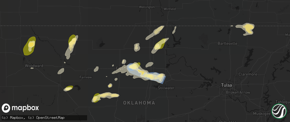 Hail map in Billings, OK on June 26, 2026