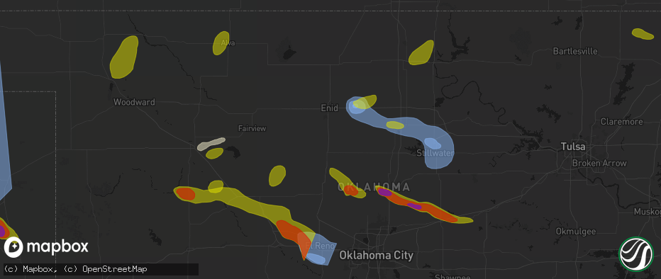 Hail map in Bison, OK on June 26, 2026