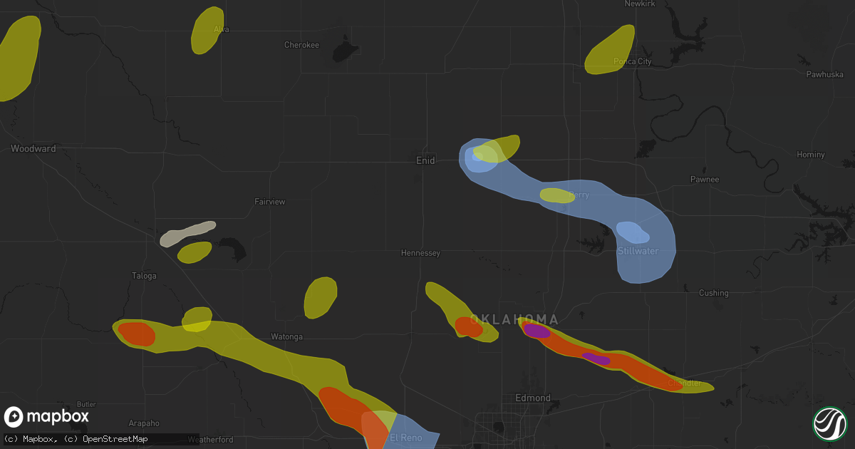 Hail map in Bison, OK on June 26, 2026