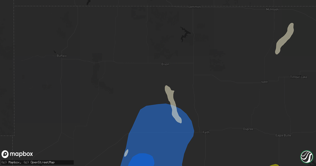 Hail map in Bison, SD on June 26, 2026