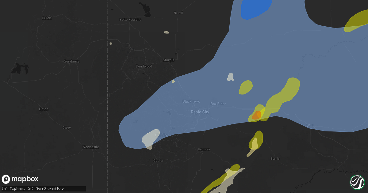 Hail map in Black Hawk, SD on June 26, 2026