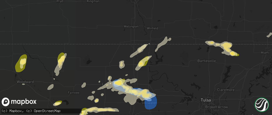 Hail map in Blackwell, OK on June 26, 2026