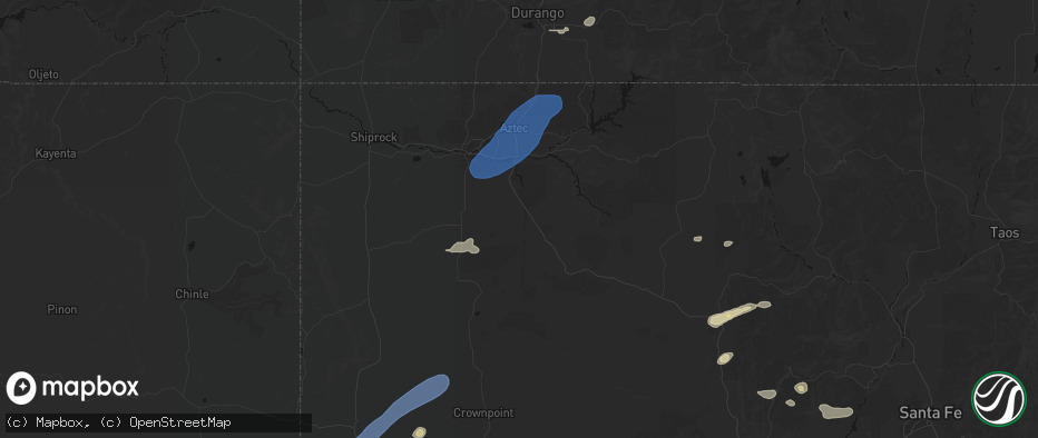 Hail map in Bloomfield, NM on June 26, 2026