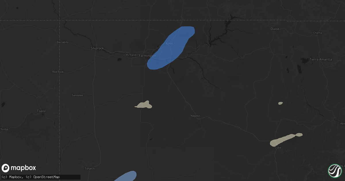 Hail map in Bloomfield, NM on June 26, 2026
