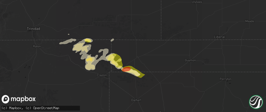 Hail map in Boise City, OK on June 26, 2026