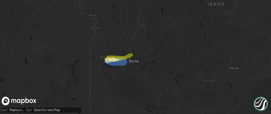 Hail map in Boise, ID on June 26, 2026