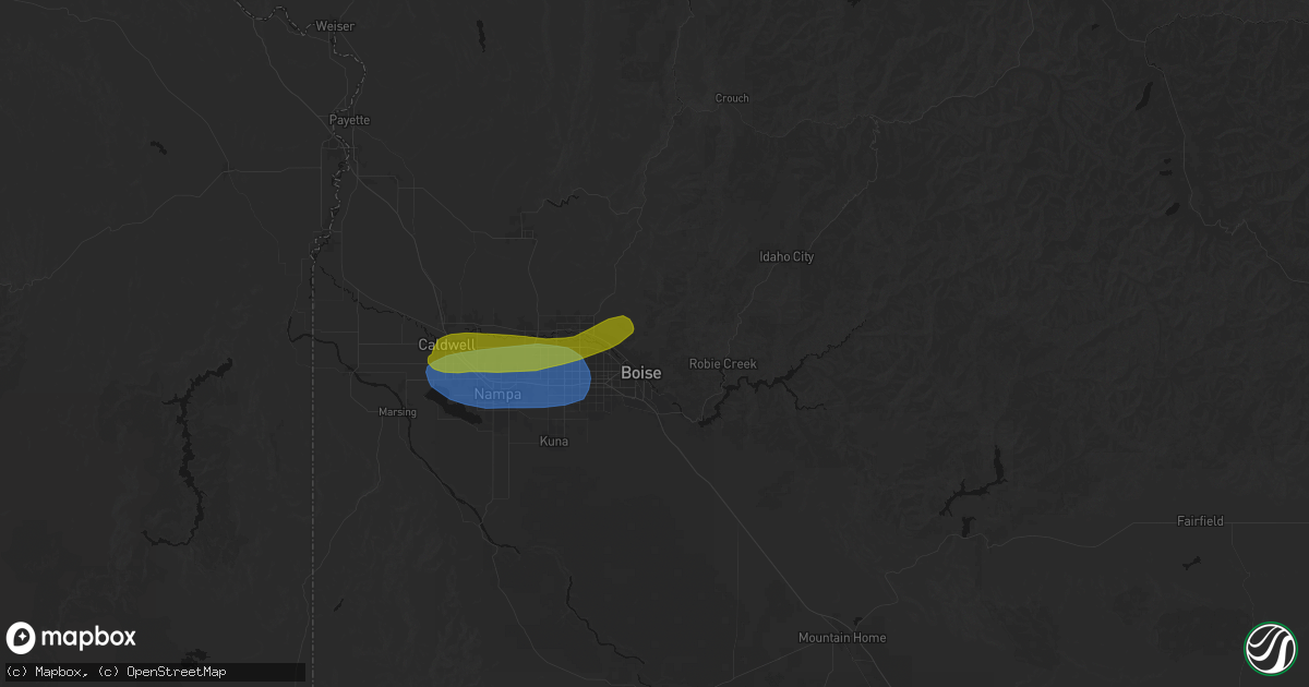 Hail map in Boise, ID on June 26, 2026