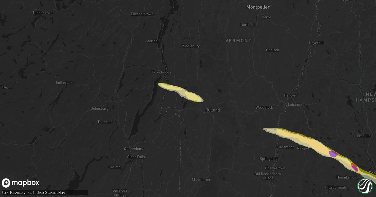Hail map in Bomoseen, VT on June 26, 2026