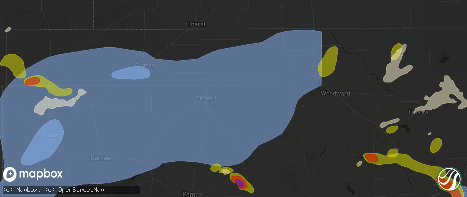 Hail map in Booker, TX on June 26, 2026