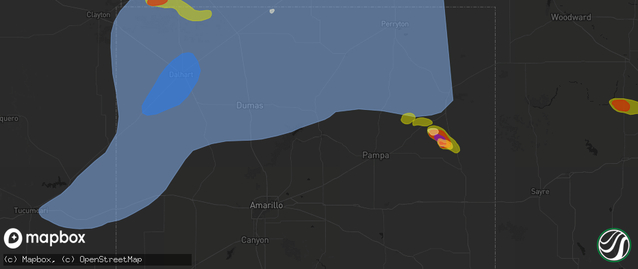 Hail map in Borger, TX on June 26, 2026