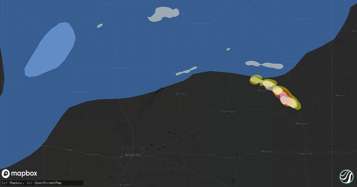 Hail map in Borger, TX on June 26, 2026