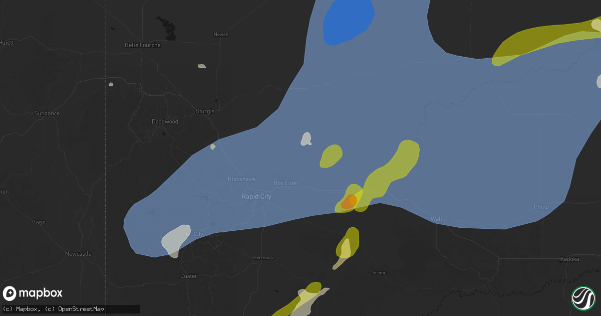 Hail map in Box Elder, SD on June 26, 2026
