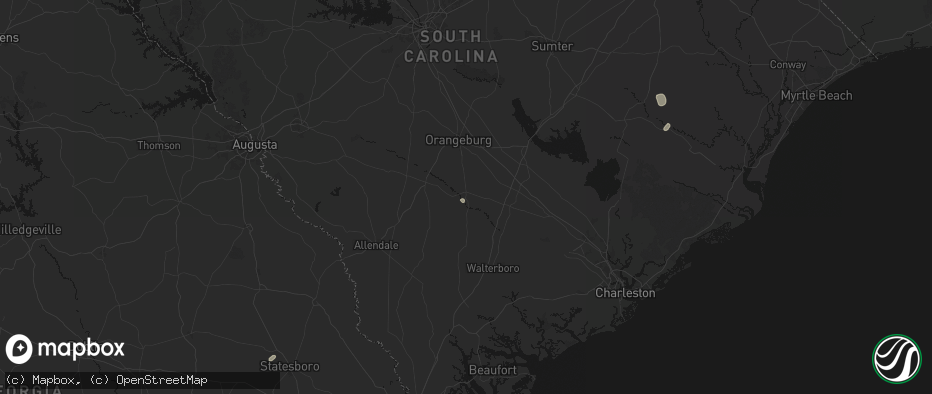 Hail map in Branchville, SC on June 26, 2026