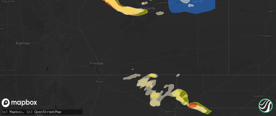 Hail map in Branson, CO on June 26, 2026