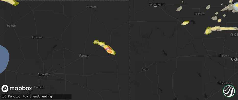 Hail map in Briscoe, TX on June 26, 2026