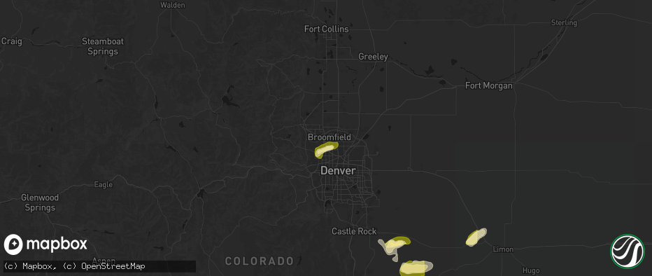 Hail map in Broomfield, CO on June 26, 2026