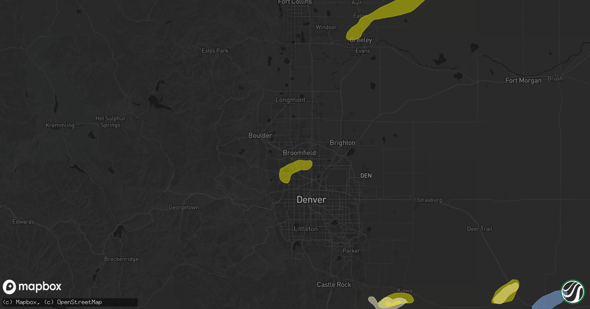 Hail map in Broomfield, CO on June 26, 2026