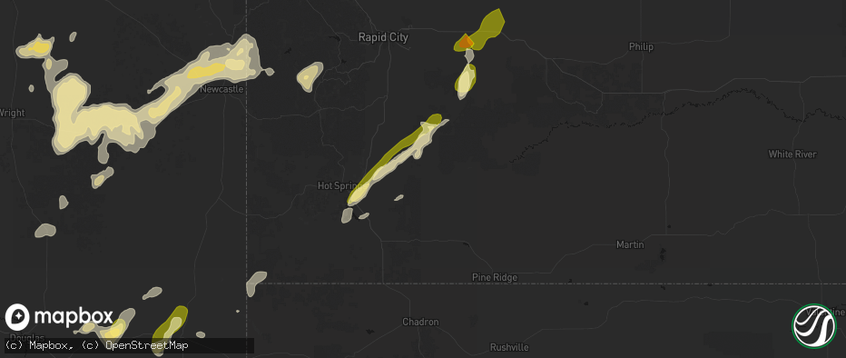 Hail map in Buffalo Gap, SD on June 26, 2026