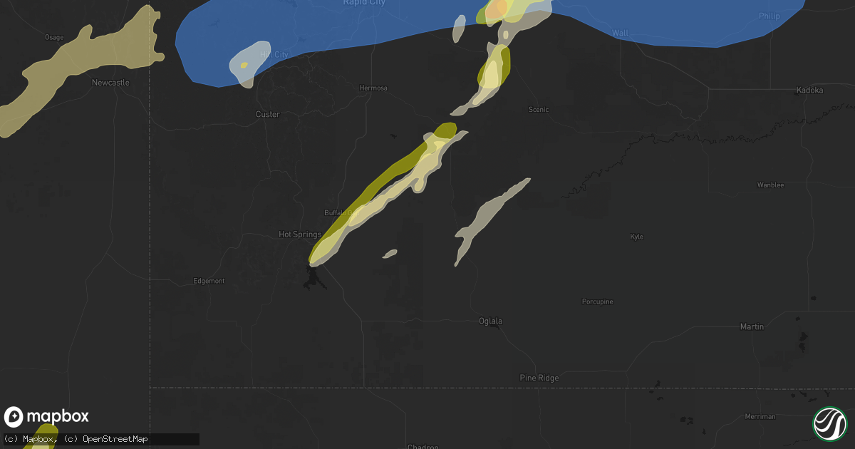 Hail map in Buffalo Gap, SD on June 26, 2026