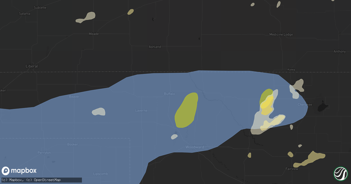 Hail map in Buffalo, OK on June 26, 2026