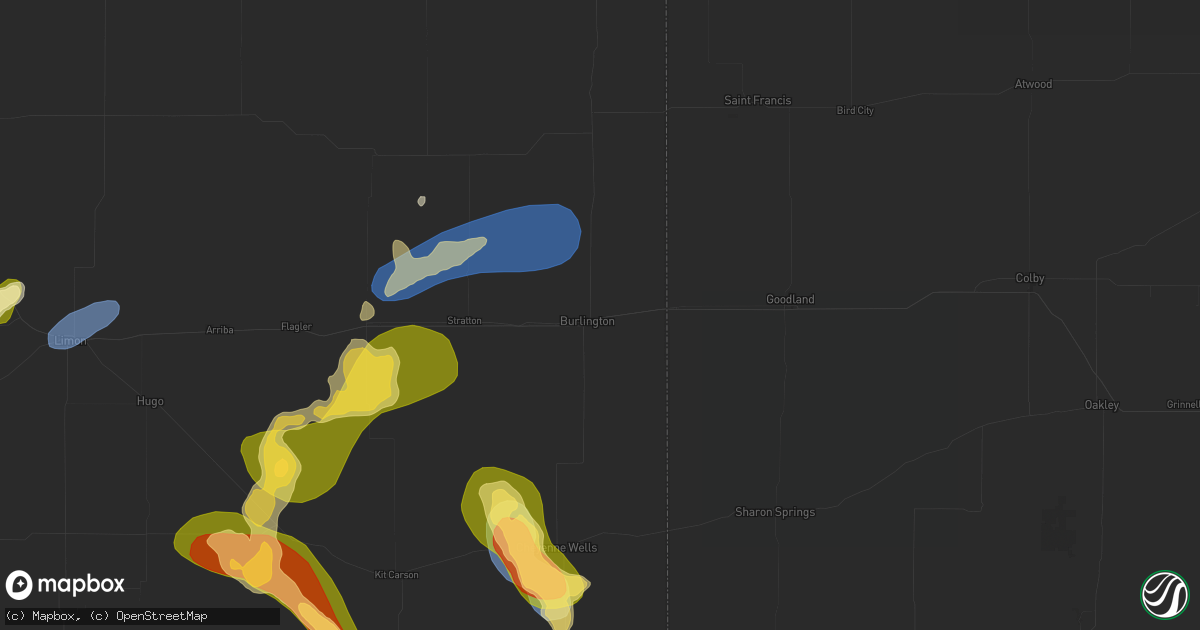 Hail map in Burlington, CO on June 26, 2026