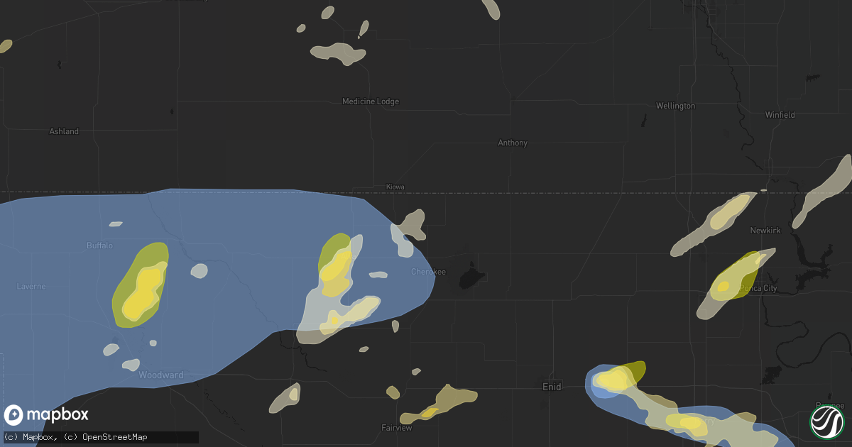 Hail map in Burlington, OK on June 26, 2026