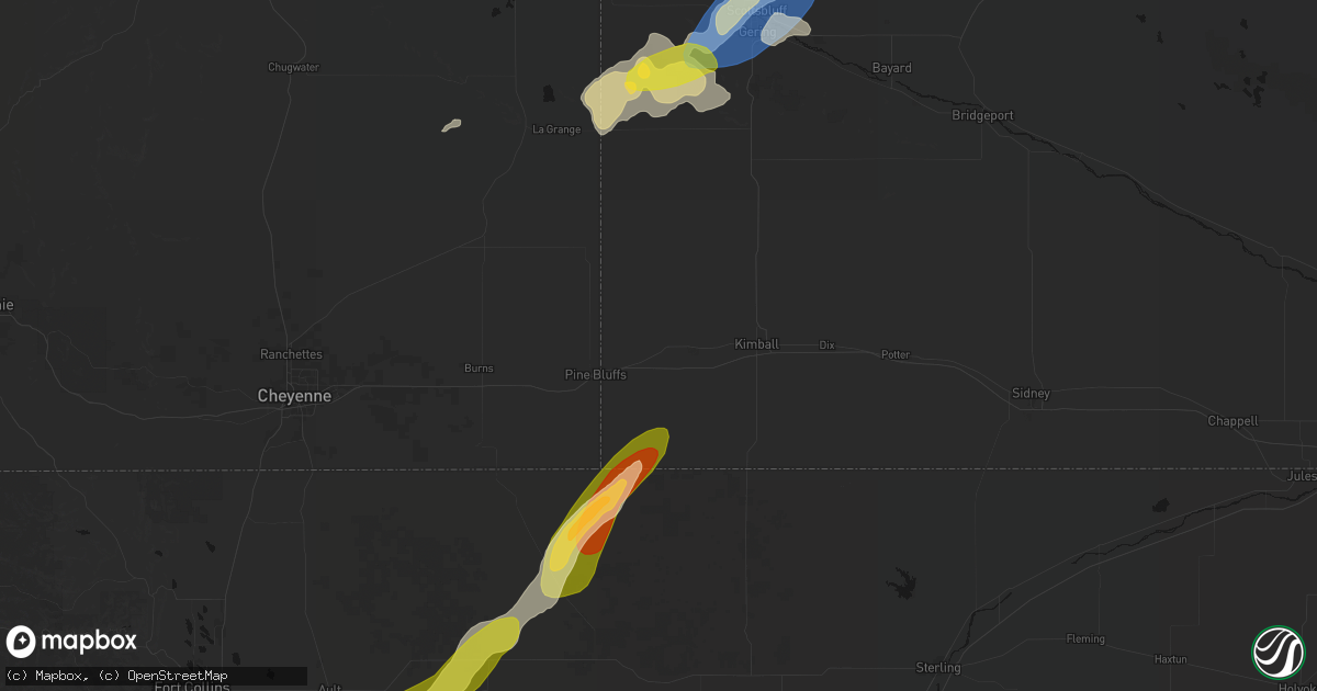 Hail map in Bushnell, NE on June 26, 2026