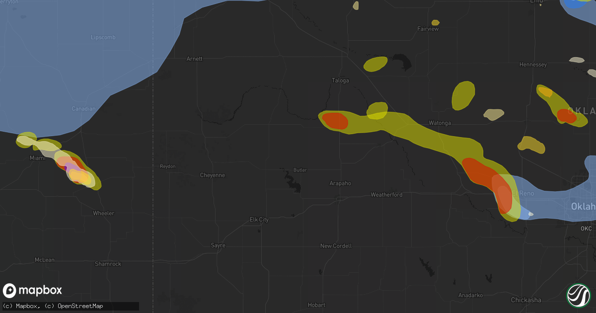 Hail map in Butler, OK on June 26, 2026