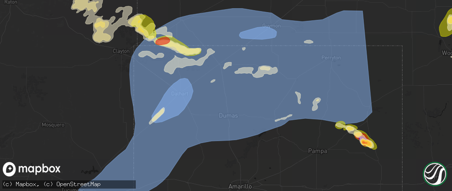 Hail map in Cactus, TX on June 26, 2026