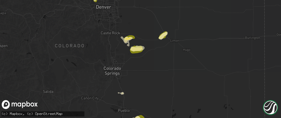 Hail map in Calhan, CO on June 26, 2026