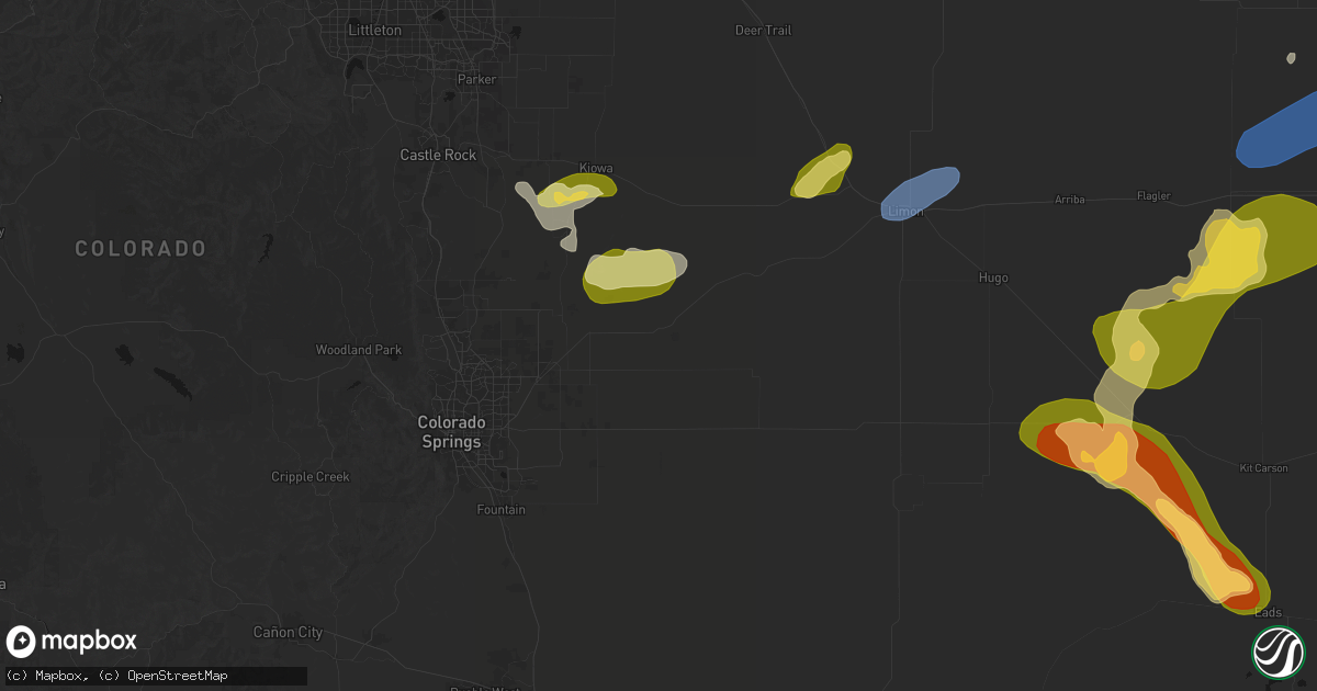 Hail map in Calhan, CO on June 26, 2026