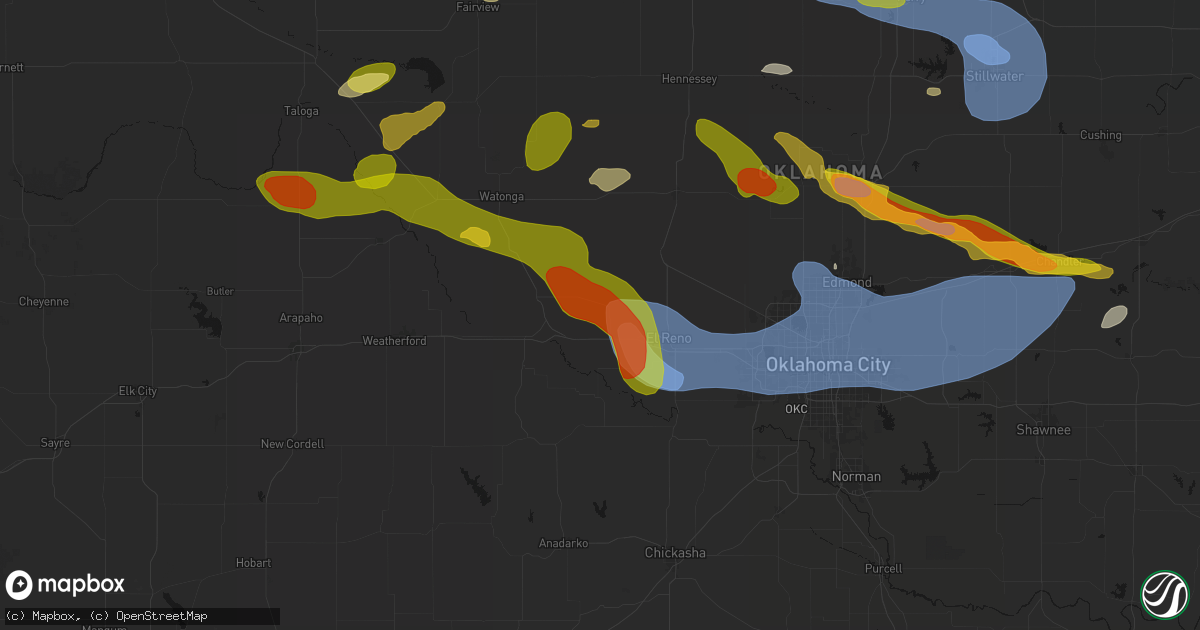 Hail map in Calumet, OK on June 26, 2026