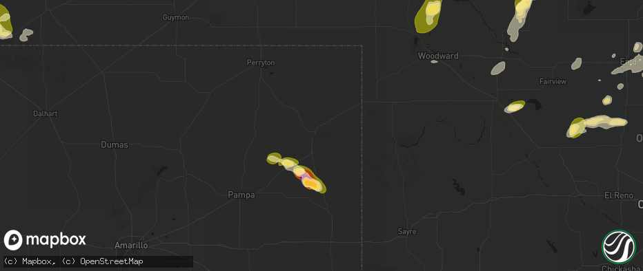 Hail map in Canadian, TX on June 26, 2026