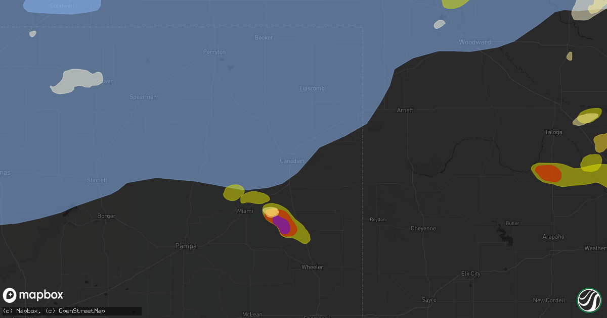 Hail map in Canadian, TX on June 26, 2026