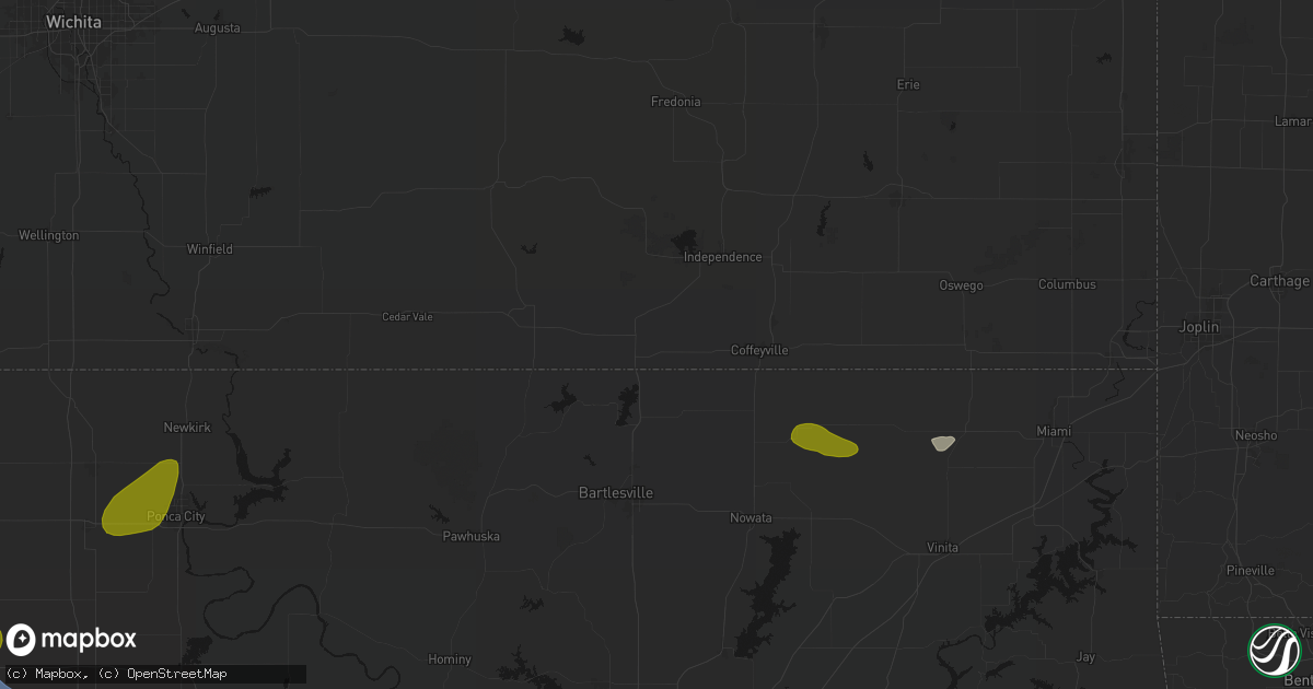 Hail map in Caney, KS on June 26, 2026