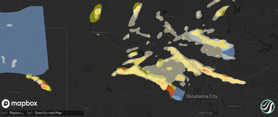 Hail map in Canton, OK on June 26, 2026