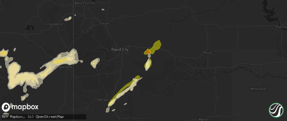 Hail map in Caputa, SD on June 26, 2026