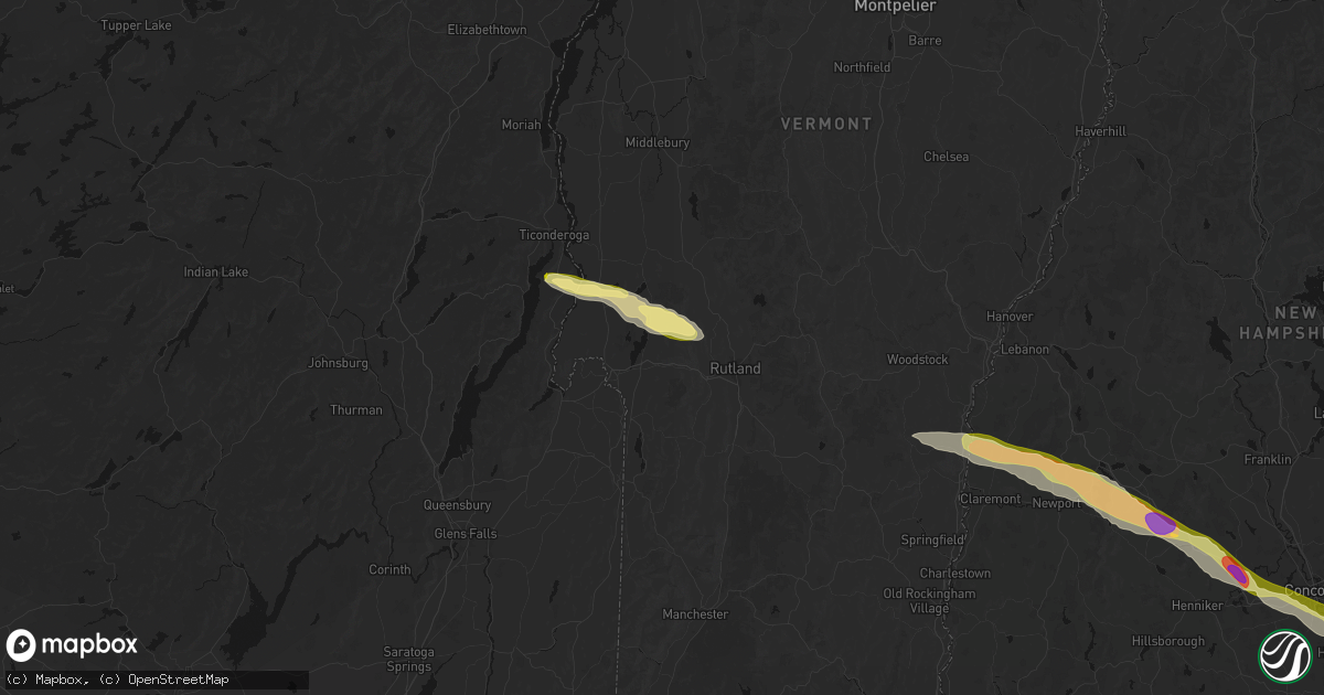 Hail map in Castleton, VT on June 26, 2026