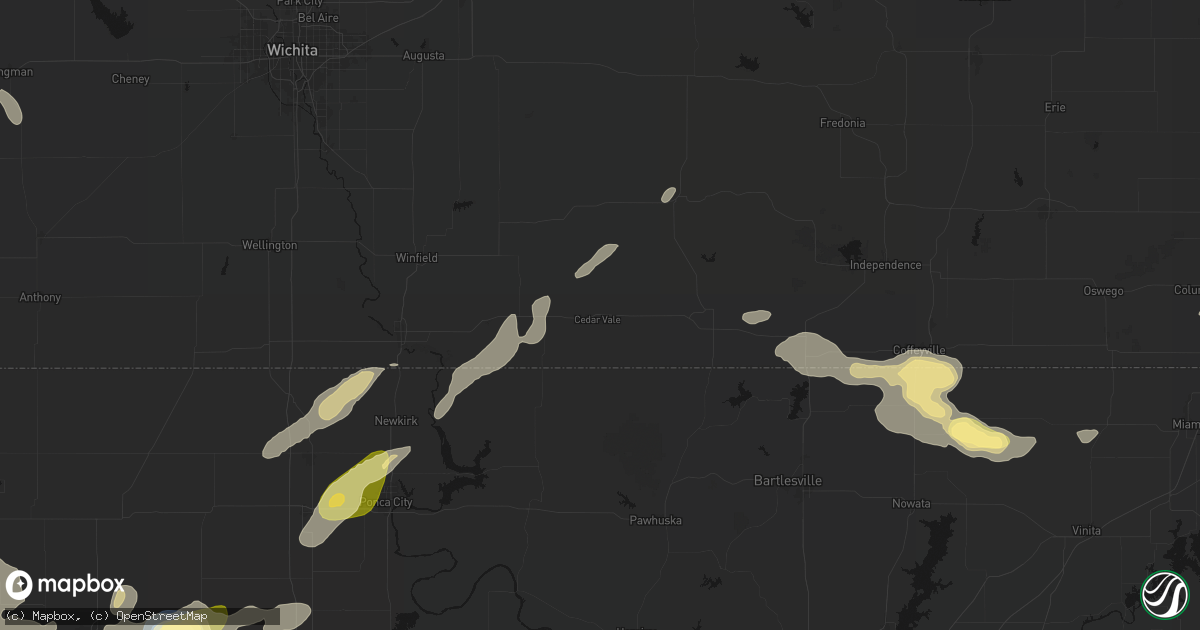 Hail map in Cedar Vale, KS on June 26, 2026