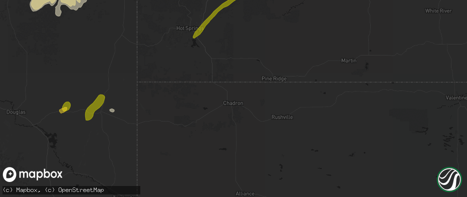 Hail map in Chadron, NE on June 26, 2026