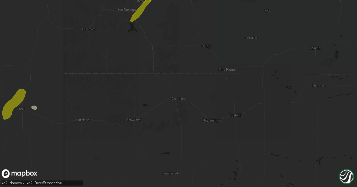 Hail map in Chadron, NE on June 26, 2026
